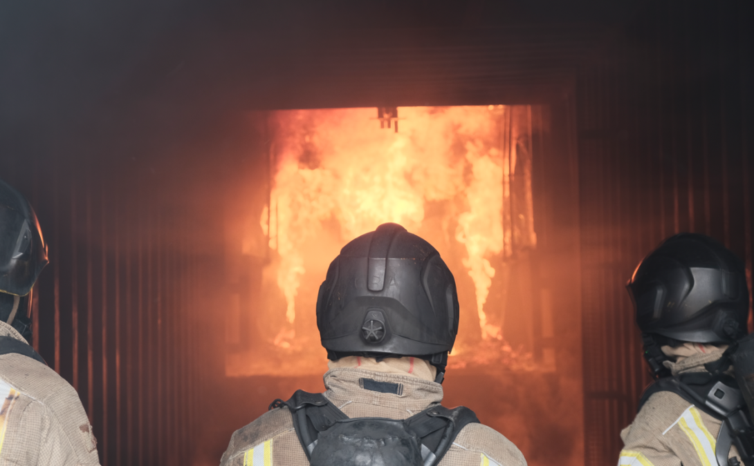 Firefighters in training